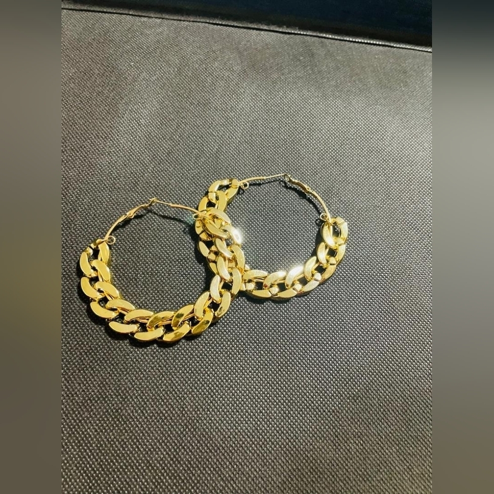 Big bold gold hoops very light weight fashion jewelry